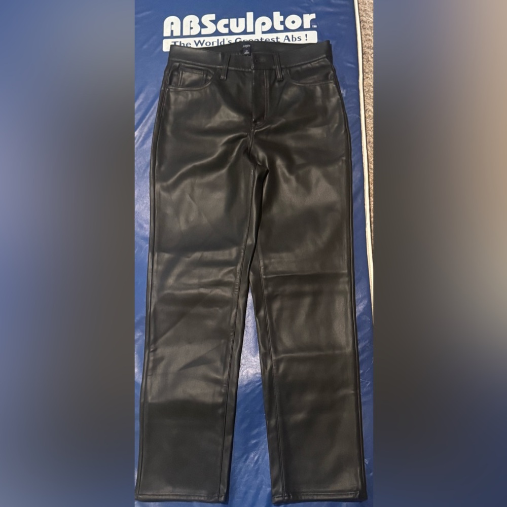 J. Crew Soft Black  Leather  Straight lJeans